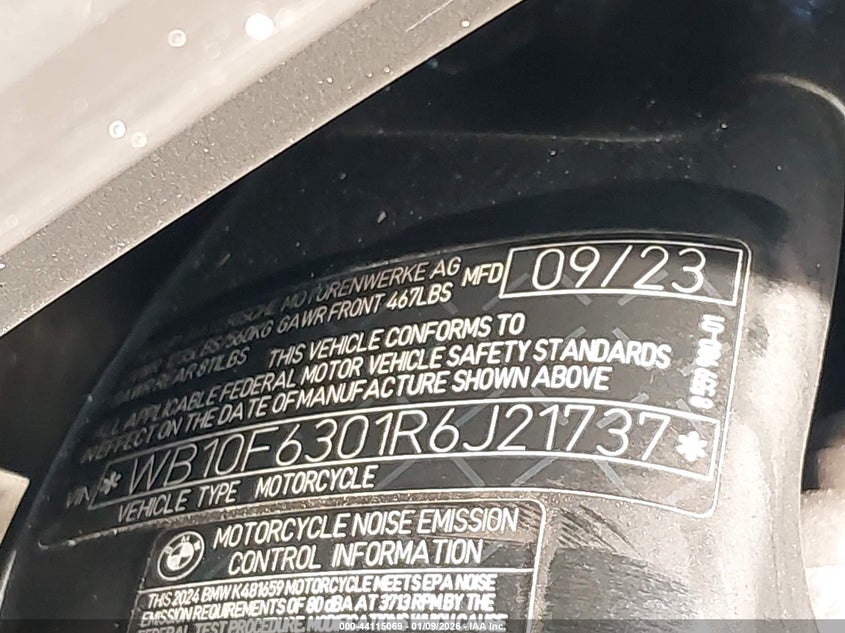 2024 BMW K1600 B VIN: WB10F6301R6J21737 Lot: 44115069