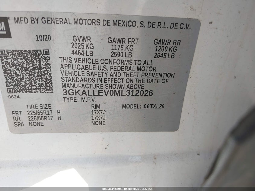 VIN 3GKALLEV0ML312026 2021 GMC TERRAIN FWD SL