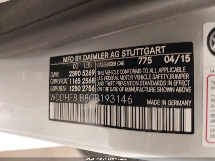 2016 Mercedes-Benz E 350 4Matic VIN: WDDHF8JB8GB193146 Lot: 44118922