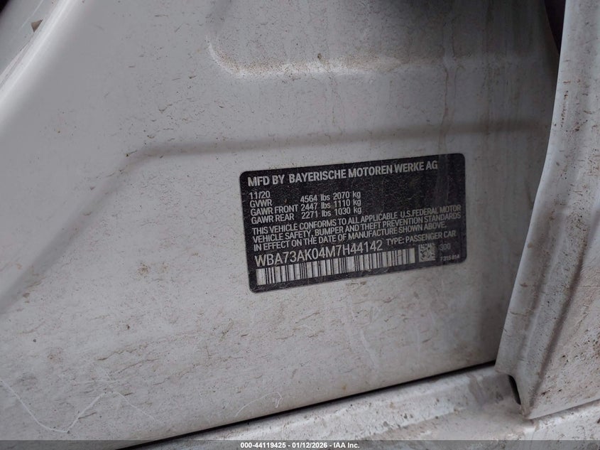 2021 BMW 228I Gran Coupe xDrive VIN: WBA73AK04M7H44142 Lot: 44119425