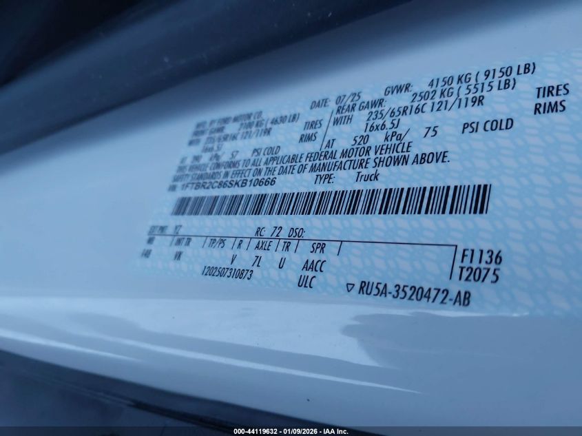 2025 Ford Transit-250 - 1FTBR2C86SKB10666