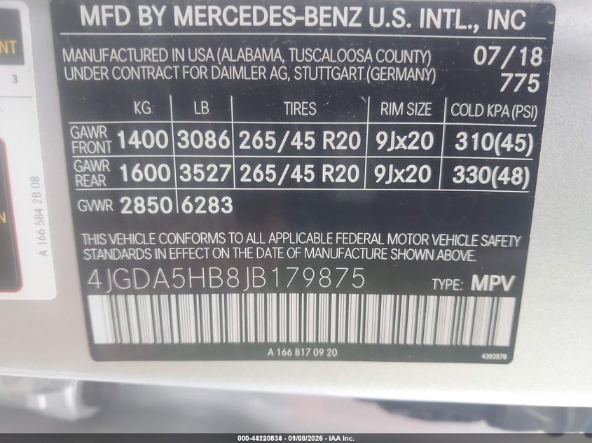 VIN 4JGDA5HB8JB179875 2018 MERCEDES-BENZ GLE 350 4MATIC