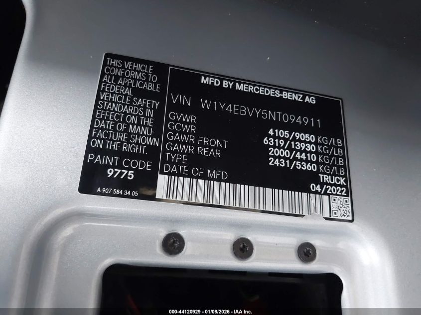 2022 Mercedes-Benz Sprinter - W1Y4EBVY5NT094911