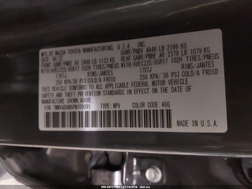 2023 Mazda Cx-50 2.5 S Select VIN: 7MMVABAM6PN109091 Lot: 44121123