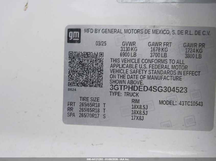 2025 GMC Sierra 1500 - 3GTPHDED4SG304523