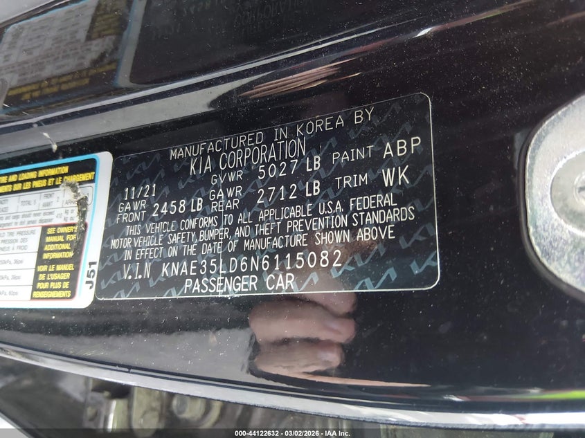 2022 Kia Stinger Gt-Line VIN: KNAE35LD6N6115082 Lot: 44122632