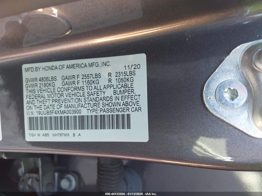 VIN 19UUB5F4XMA003900 2021 ACURA TLX TECHNOLOGY PACKAGE
