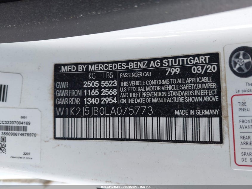 2020 Mercedes-Benz Cls 450 VIN: W1K2J5JB0LA075773 Lot: 44124540