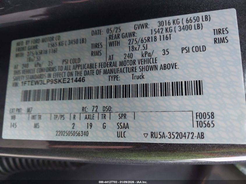 2025 Ford F-150 - 1FTEW3LP9SKE21446