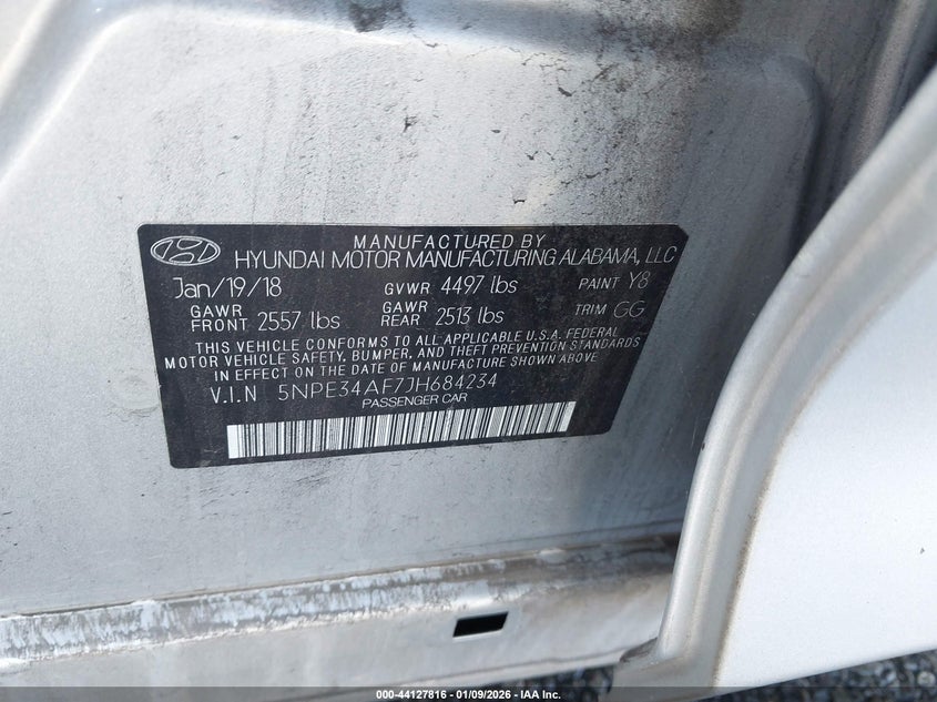 VIN 5NPE34AF7JH684234 2018 HYUNDAI SONATA SPORT/LIMITED/SEL