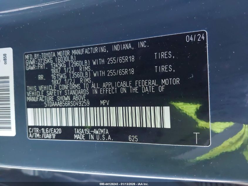 2024 Toyota Highlander - 5TDAAAB56RS049259