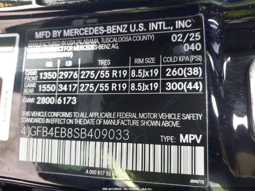 2025 Mercedes-Benz GLE-Class - 4JGFB4EB8SB409033