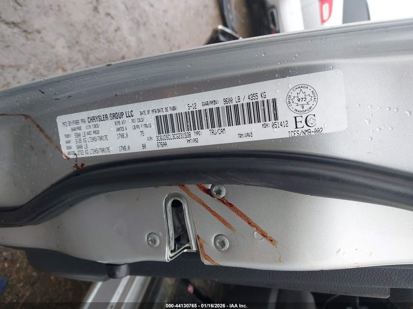 2012 Ram 2500 St VIN: 3C6UD5CL3CG231538 Lot: 44130765