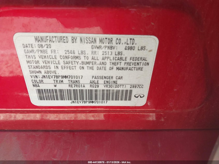 VIN JN1EV7BP9MM701017 2021 INFINITI Q50 LUXE