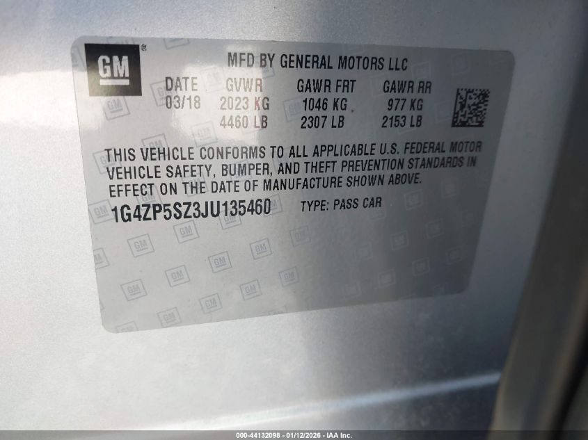 2018 Buick Lacrosse Essence VIN: 1G4ZP5SZ3JU135460 Lot: 44132098