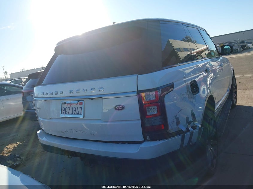 2016 Land Rover Range Rover 3.0L V6 Supercharged Hse VIN: SALGS2VFXGA273882 Lot: 44134019