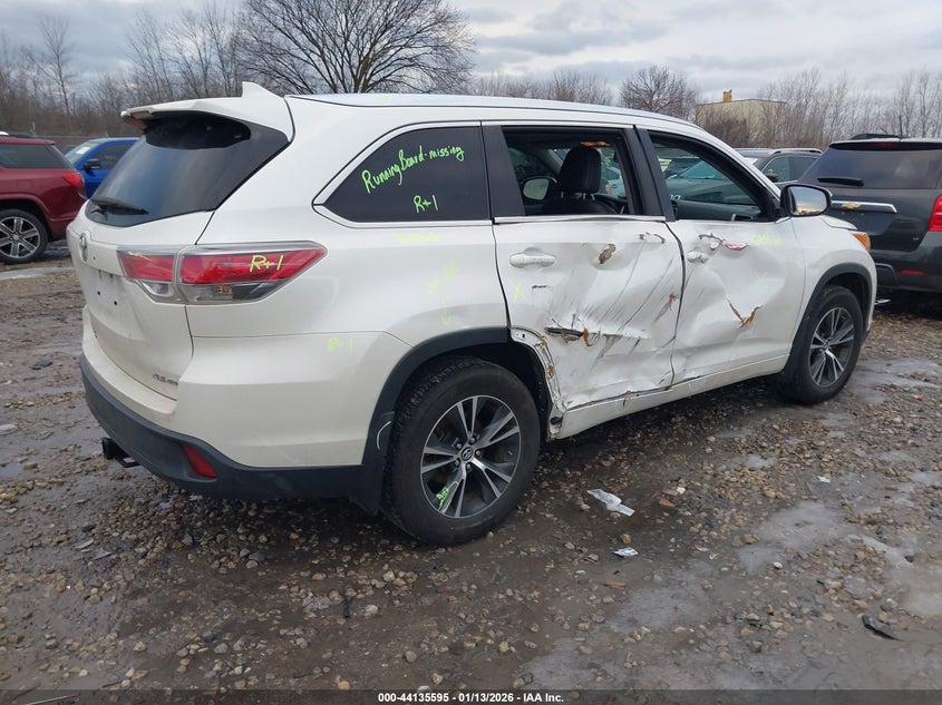 Vin: 5tdjkrfh3gs327855, lot: 44631525, toyota highlander xle v6 20164