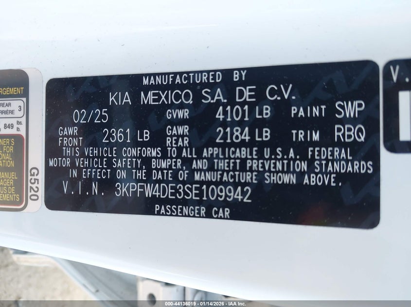 2025 KIA K4 SEDAN 2.0L I-4 DOHC, VVT, 147HP