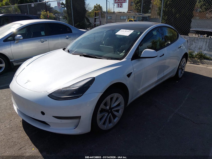 2022 Tesla Model 3 Rear-Wheel Drive VIN: 5YJ3E1EA7NF144756 Lot: 44136953
