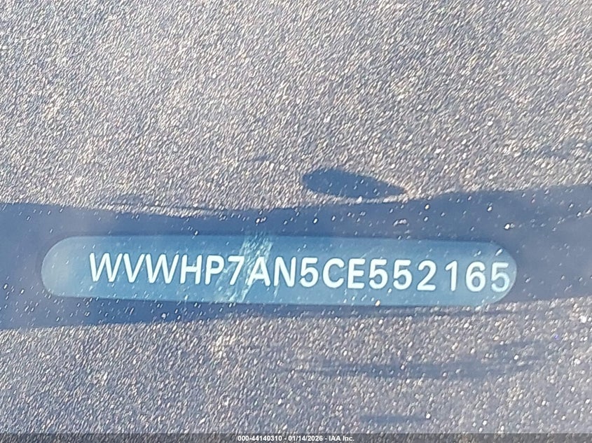 2012 Volkswagen Cc Lux Plus VIN: WVWHP7AN5CE552165 Lot: 44140310