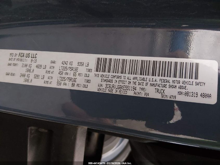 2019 Ram Promaster 3500 Cargo Van High Roof 159 Wb Ext