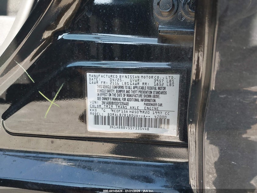 VIN 3N1AB8BV5SY335448 2025 NISSAN SENTRA S