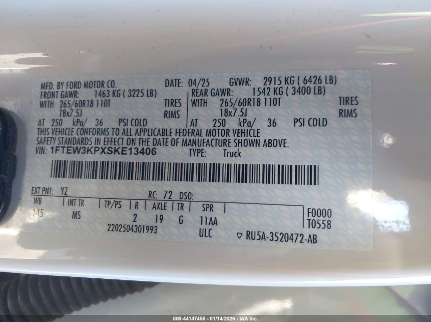 2025 Ford F-150 - 1FTEW3KPXSKE13406