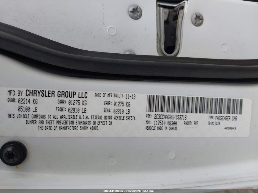 2014 Chrysler 300 VIN: 2C3CCAAG0EH193716 Lot: 44150005