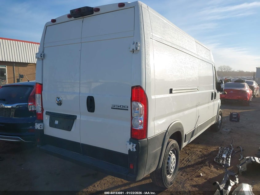 Vin: 3c6mrvhg4se504879, lot: 44649013, ram promaster 3500 tradesman high roof 159 wb w/pass seat 20254