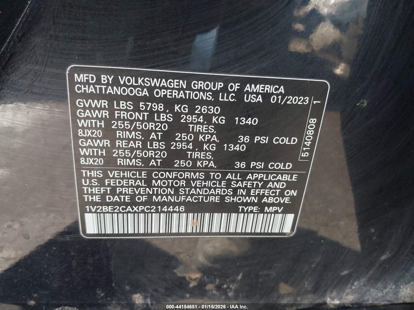 VIN 1V2BE2CAXPC214446 2023 VOLKSWAGEN ATLAS CROSS SPORT 3.6L V6 SEL