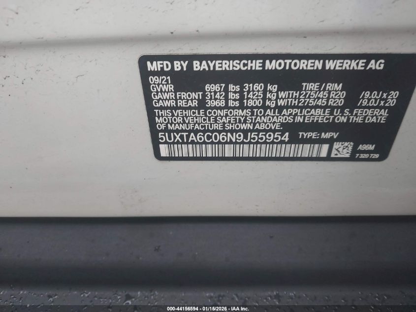 2022 BMW X5 - 5UXTA6C06N9J55954