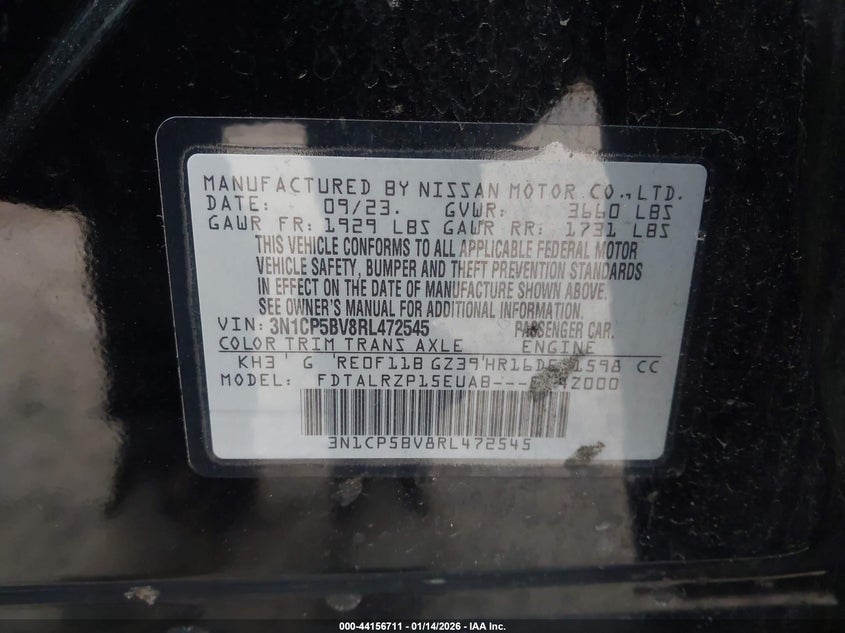 2024 NISSAN KICKS 1.6L I-4 DOHC, VVT, (VIN: 3N1CP5BV8RL472545