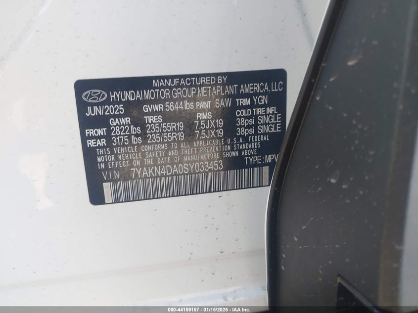 VIN 7YAKN4DA0SY033453 2025 HYUNDAI IONIQ 5 SEL