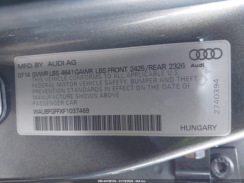 2015 Audi S3 2.0T Premium Plus VIN: WAUBFGFFXF1037469 Lot: 44159184