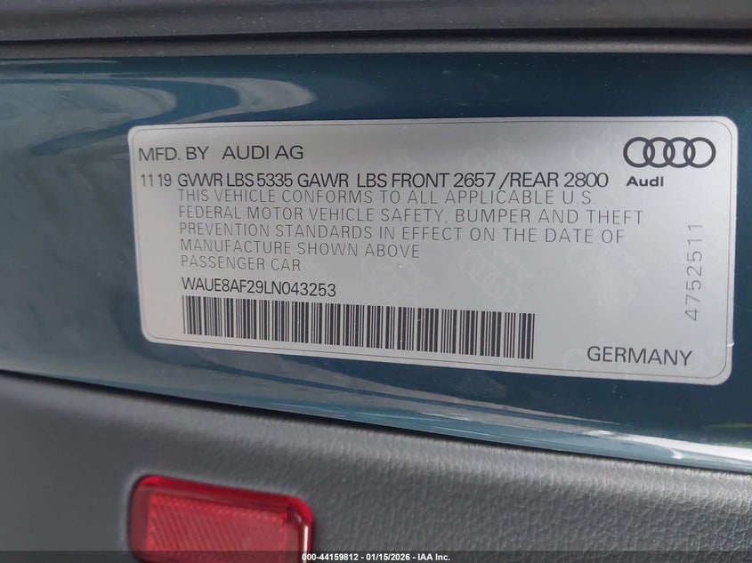 2020 Audi A6 Premium Plus 45 Tfsi Quattro S Tronic VIN: WAUE8AF29LN043253 Lot: 44159812