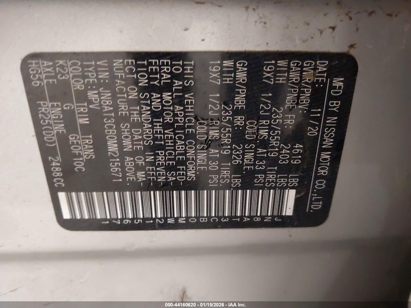 VIN JN8AT3CB0MW215671 2021 NISSAN ROGUE SL INTELLIGENT AWD