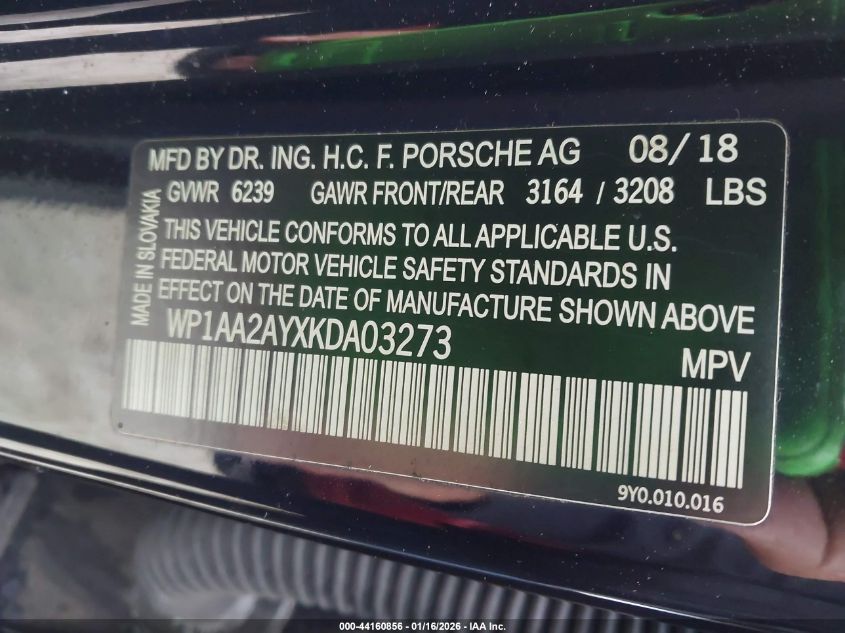 2019 Porsche Cayenne - WP1AA2AYXKDA03273