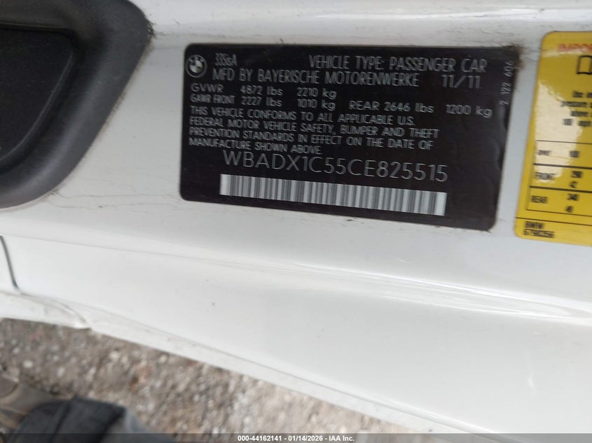 2012 BMW 3er 3.0 335Is white Lot 111044162141 Vin WBADX1C55CE825515