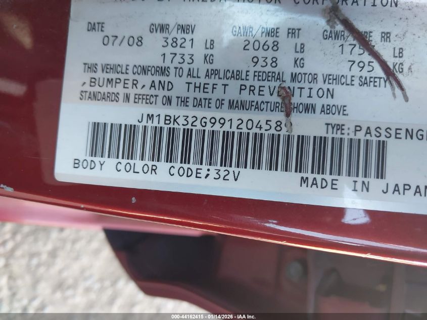 2009 Mazda Mazda3 I VIN: JM1BK32G991204589 Lot: 44162415