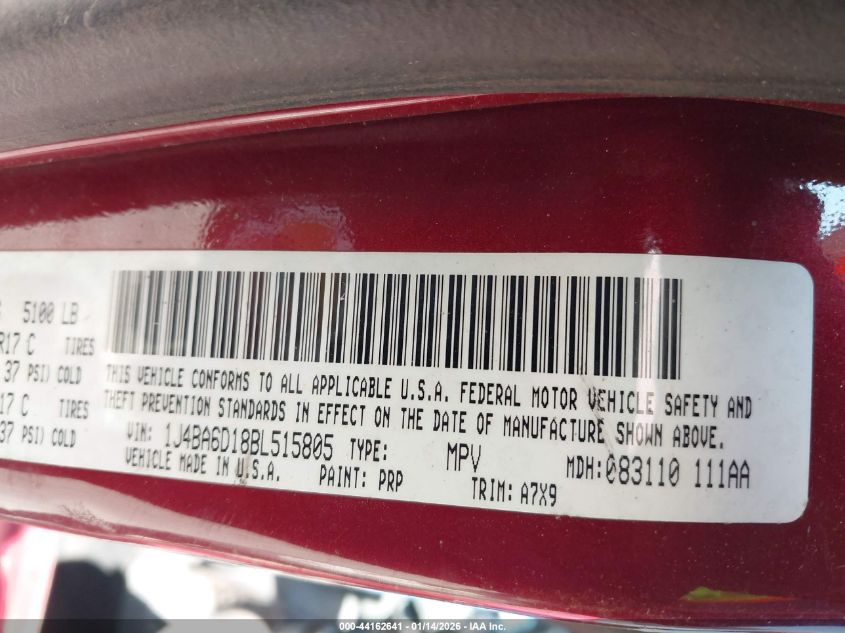 2011 Jeep Wrangler Rubicon VIN: 1J4BA6D18BL515805 Lot: 44162641