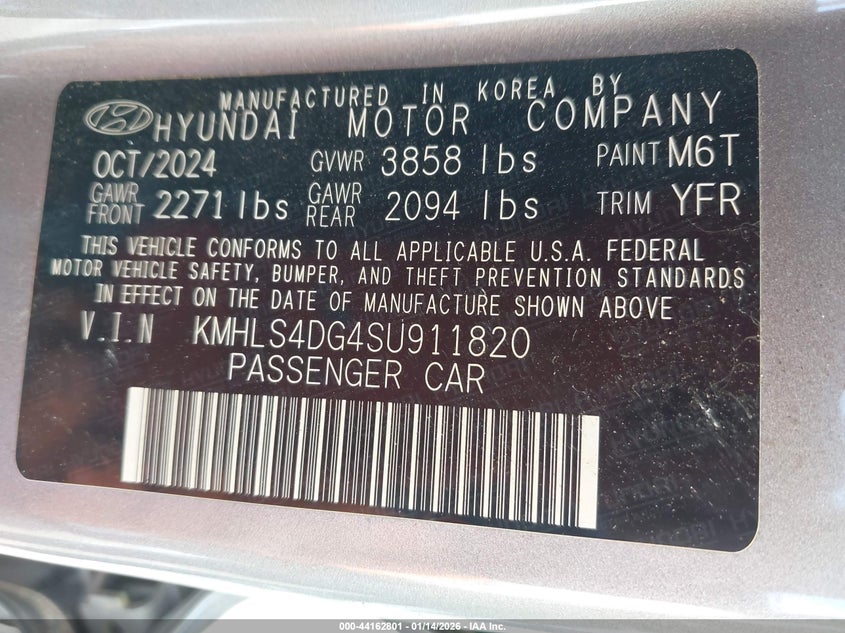 2025 HYUNDAI ELANTRA 2.0L I-4 DOHC, VVT, (VIN: KMHLS4DG4SU911820