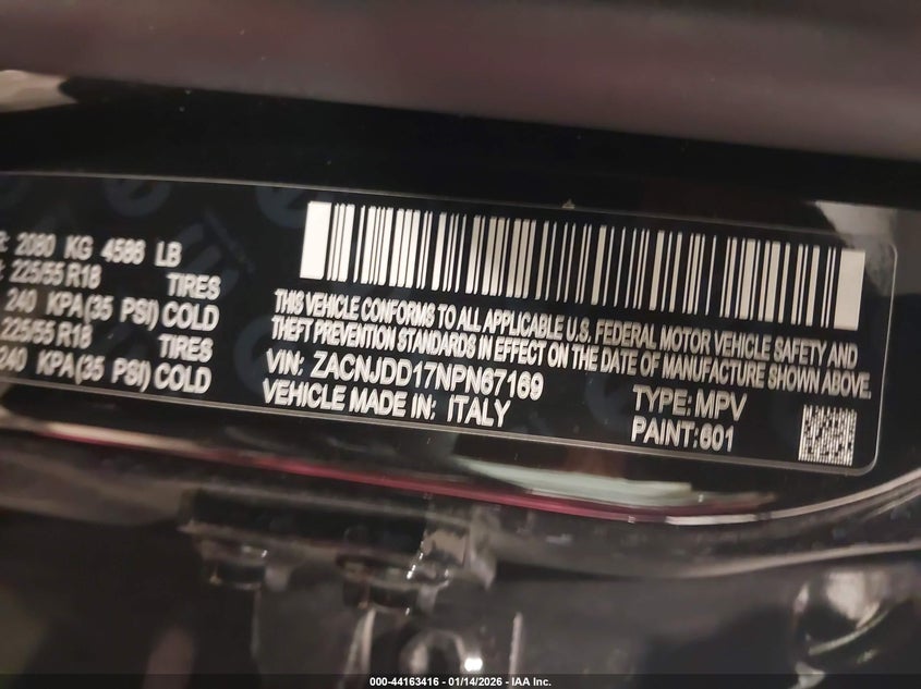 VIN ZACNJDD17NPN67169 2022 JEEP RENEGADE LIMITED 4X4