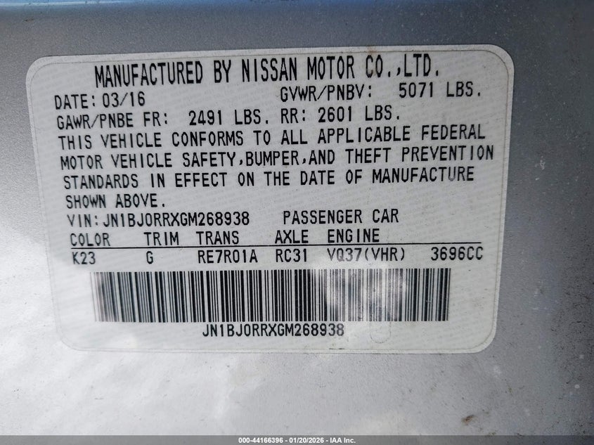 2016 Infiniti Qx50 VIN: JN1BJ0RRXGM268938 Lot: 44166396