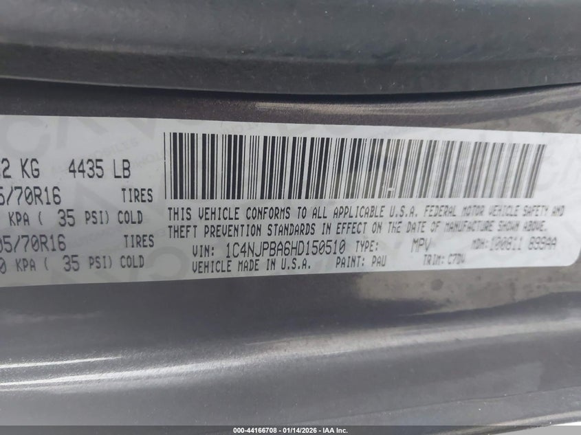 VIN 01C4NJPBA6HD15051 2017 JEEP PATRIOT SPORT FWD