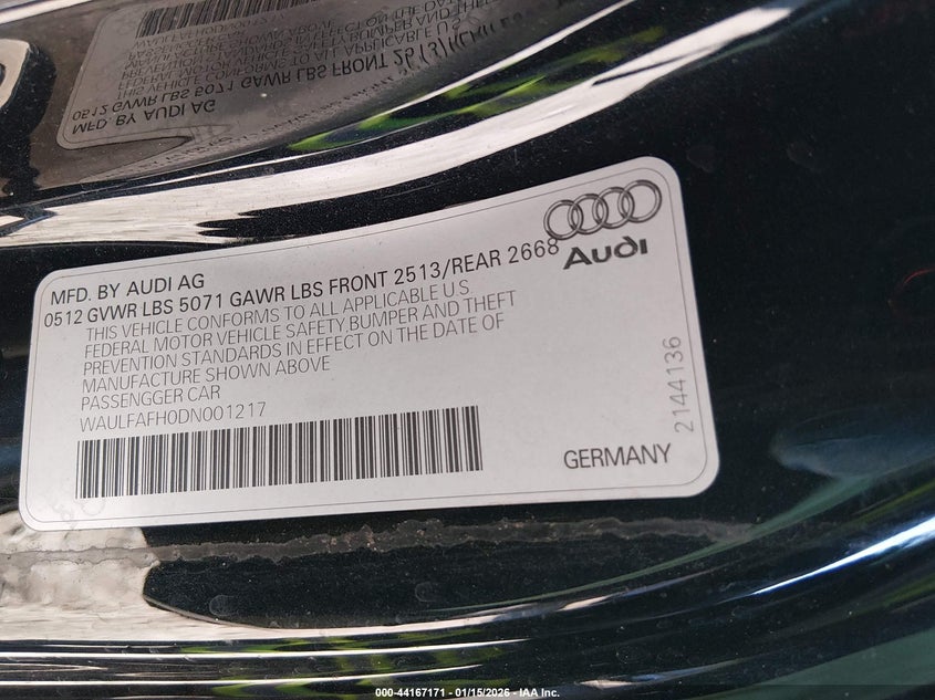 2013 Audi A5 2.0T Premium VIN: WAULFAFH0DN001217 Lot: 44167171
