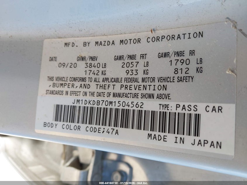 2021 Mazda Cx-3 Sport VIN: JM1DKDB70M1504562 Lot: 44168738