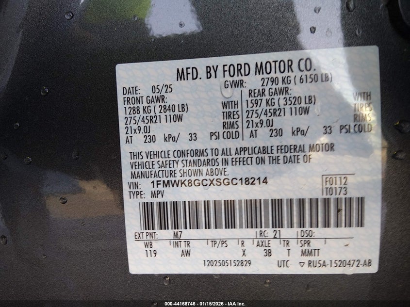 VIN 1FMWK8GCXSGC18214 2025 FORD EXPLORER ST