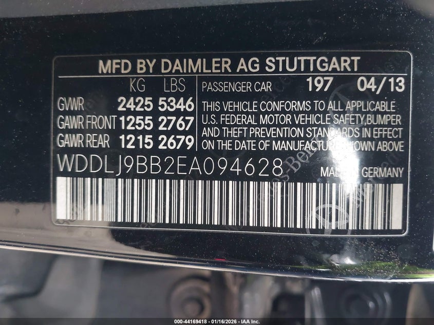 2014 Mercedes-Benz Cls 550 4Matic VIN: WDDLJ9BB2EA094628 Lot: 44169418