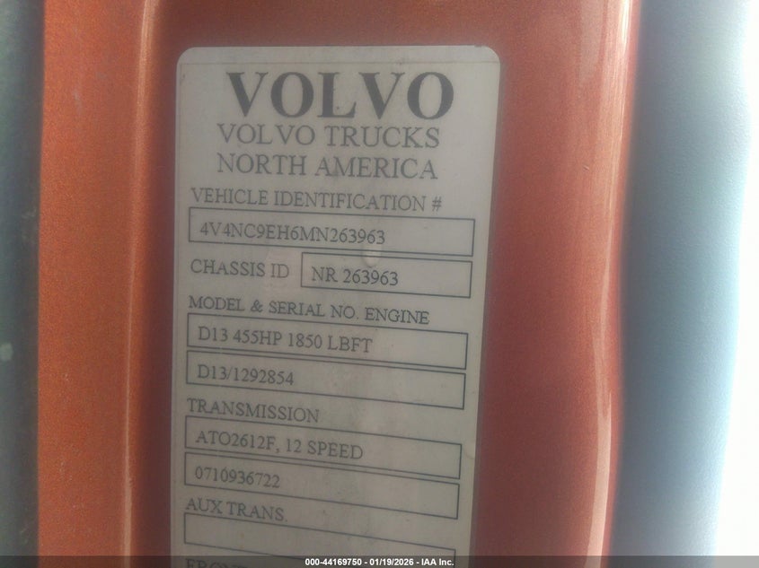 2021 Volvo Vnl VIN: 4V4NC9EH6MN263963 Lot: 44169750
