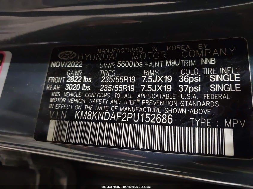 2023 HYUNDAI IONIQ 5 ELECTRIC(VIN: KM8KNDAF2PU152686